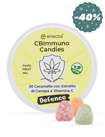 Gomas de apoio imunitário com extrato de cânhamo e vitamina C