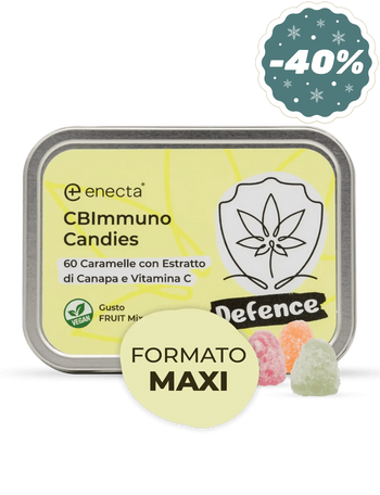 Gomas de apoio imunitário com extrato de cânhamo e vitamina C